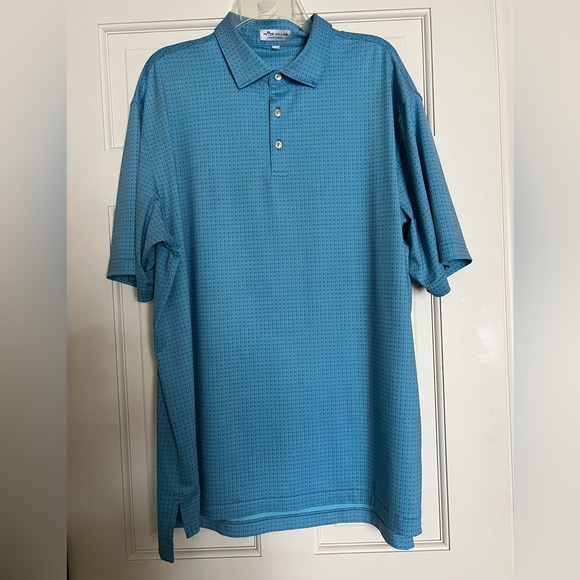 Peter Millar performance polo with two-tone small pattern in blue hues - Picture 1 of 4